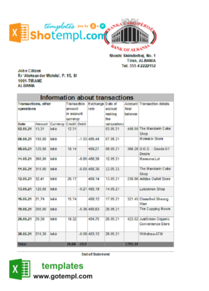 Australia ING Direct bank statement easy to fill template in Word and PDF format