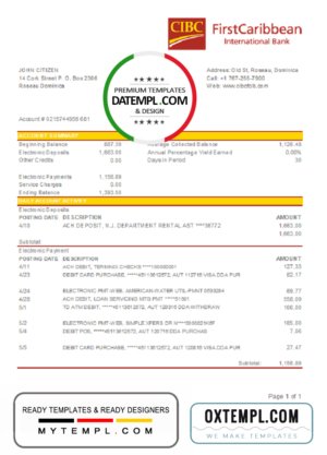 Portugal Abanca bank statement Excel and PDF template