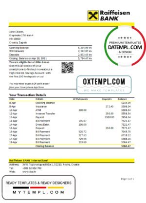 USA MCU bank statement Word and PDF template, 3 pages