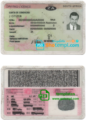 Kiribati driving license template in PSD format, fully editable