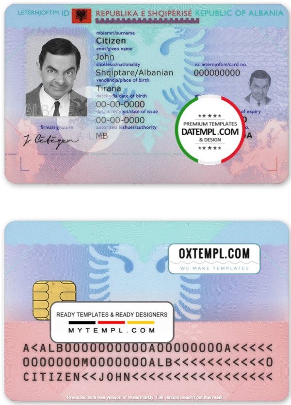 Albania ID template in PSD format