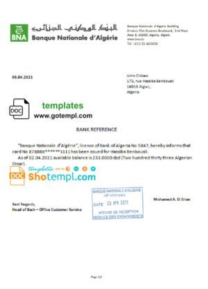 United Kingdom Revolut bank reference letter template in Word and PDF format