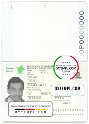 Burundi passport template in PSD format, 2011-2019