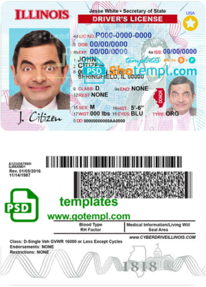 USA Montana driving license template in PSD format, version 3