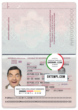 Moldova passport template in PSD format, fully editable (2014 – present)