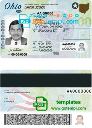 USA North Carolina driving license template in PSD format