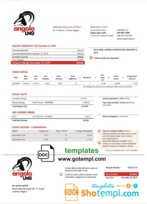 City of McKinney business utility bill, Word and PDF template