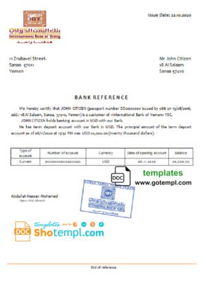 Guinea Banque Islamique de Guinée bank statement Excel and PDF template