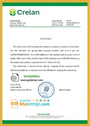 Russia VTB bank proof of address statement template in Word and PDF format