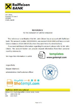 Jordan Commercial Bank statement easy to fill template in Word and PDF format