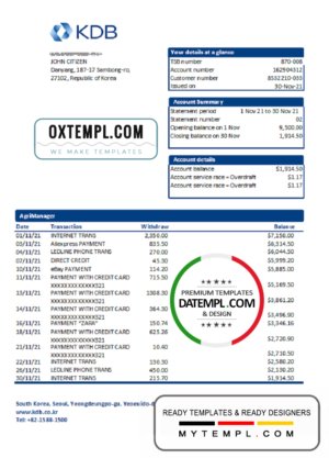 Somalia Amana bank statement, Excel and PDF template