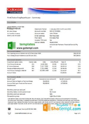 Bolivia Banco de Crédito de Bolivia bank statement template in Excel and PDF format