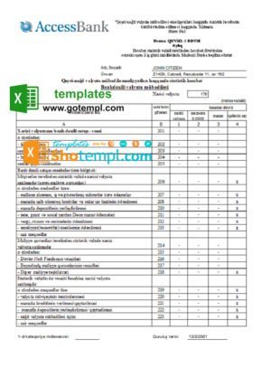 Cambodia Foreign Trade Bank of Cambodia bank statement easy to fill template in Excel and PDF format