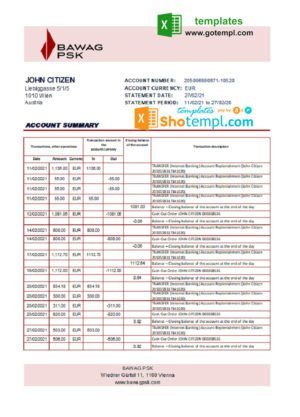 Spain Bankinter bank statement template in Word and PDF format
