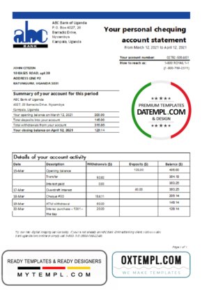 Luxembourg Advanzia bank statement Excel and PDF template