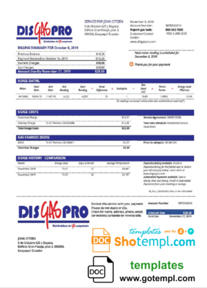 Hourly Invoice template in word and pdf format