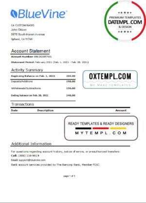 Switzerland UBS bank statement, Word and PDF template