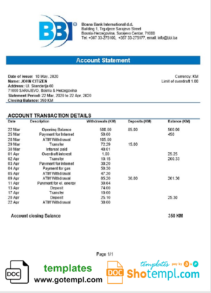 USA Varo bank statement Word and PDF template, 11 pages