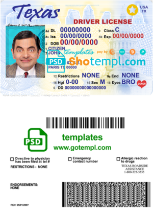 Myanmar driving license template in PSD format, fully editable, with all fonts