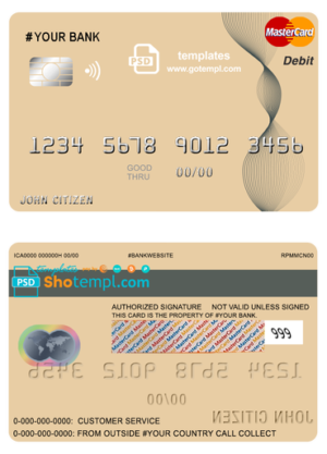 abstractaza universal multipurpose bank mastercard debit credit card template in PSD format, fully editable
