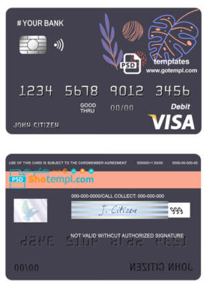 amaze creative universal multipurpose bank visa credit card template in PSD format, fully editable