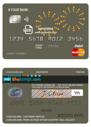 artsy line universal multipurpose bank mastercard debit credit card template in PSD format, fully editable
