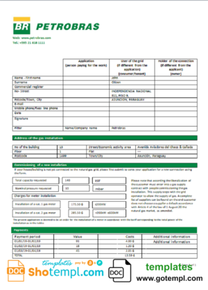 Indonesia PLN electricity utility bill template in Word and PDF format