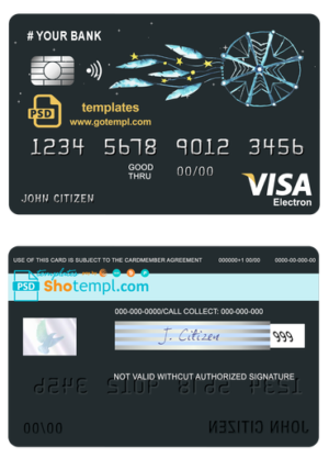 awesome dreamcatcher universal multipurpose bank visa electron credit card template in PSD format, fully editable