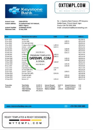 Kenya ABC bank statement Excel and PDF template