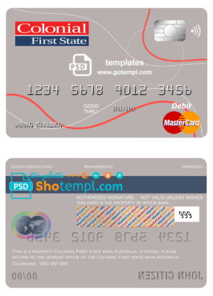 USA UBS Bank mastercard template in PSD format