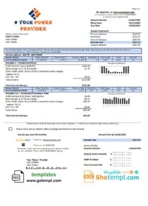 first fine universal multipurpose utility bill template in Word format