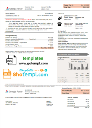 British Gas business utility bill, PDF and WORD template