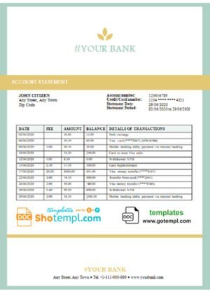 Ireland bank statement 13 templates in one catalogue – with lower price