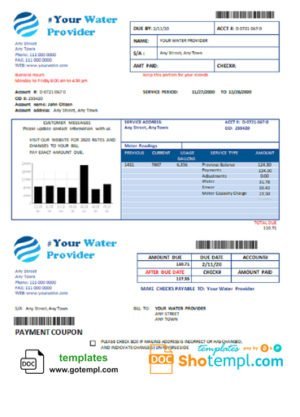 motion water universal multipurpose utility bill template in Word format