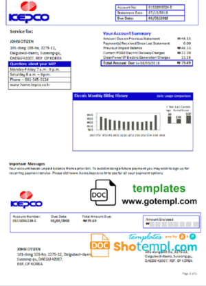 Kuwait Boubyan bank statement easy to fill template in .xls and .pdf file format