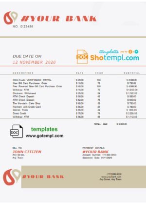# perfect detail universal multipurpose bank statement template in Word format