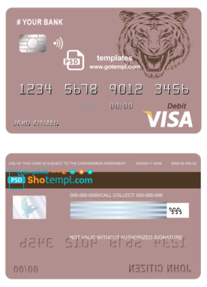 # tigarara universal multipurpose bank visa credit card template in PSD format, fully editable