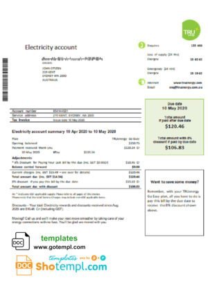 Argentina water utility bill template Aysa in Word and PDF format (.doc and .pdf)