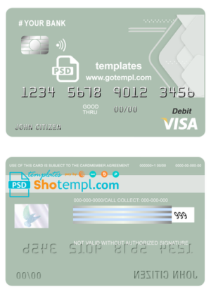 upgrade abstract universal multipurpose bank visa credit card template in PSD format, fully editable