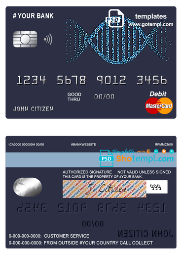 vintage abstract universal multipurpose bank mastercard debit credit card template in PSD format, fully editable