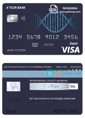 # vintage abstract universal multipurpose bank visa credit card template in PSD format, fully editable