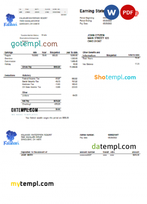 bank savings account statement sample, Word and PDF format, completely editable