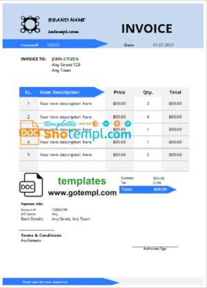 fix focus universal multipurpose tax invoice template in Word and PDF format, fully editable