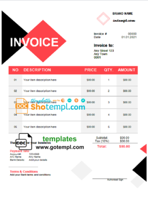 daisy fleur universal multipurpose tax invoice template in Word and PDF format, fully editable