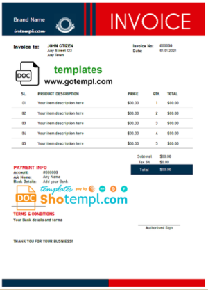 logic still universal multipurpose professional invoice template in Word and PDF format, fully editable