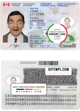 Canada Permanent resident card template in PSD format, fully editable