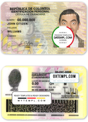 Colombia ID template in PSD format, fully editable (2010 – 2020)