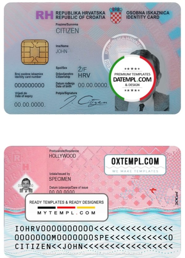 Croatia ID template in PSD format