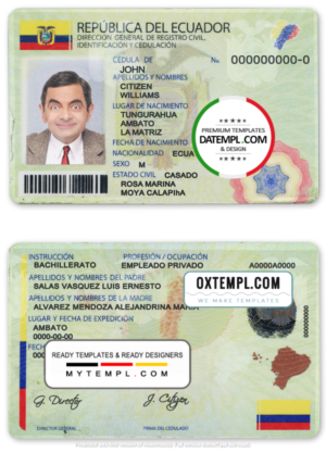Ecuador ID template in PSD format, fully editable