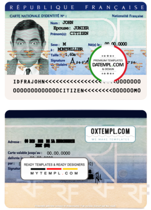 France ID template in PSD format